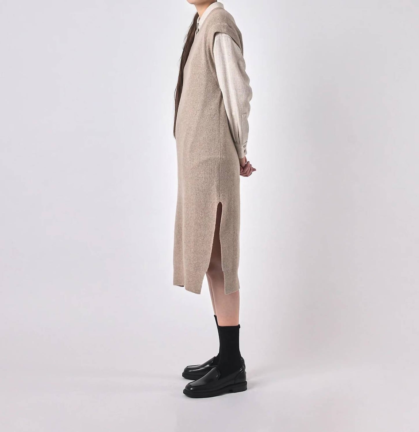 7115 By Szeki - Slit Vest Knit Dress