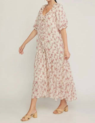 Entro - Ruffled V Neck Maxi Dress
