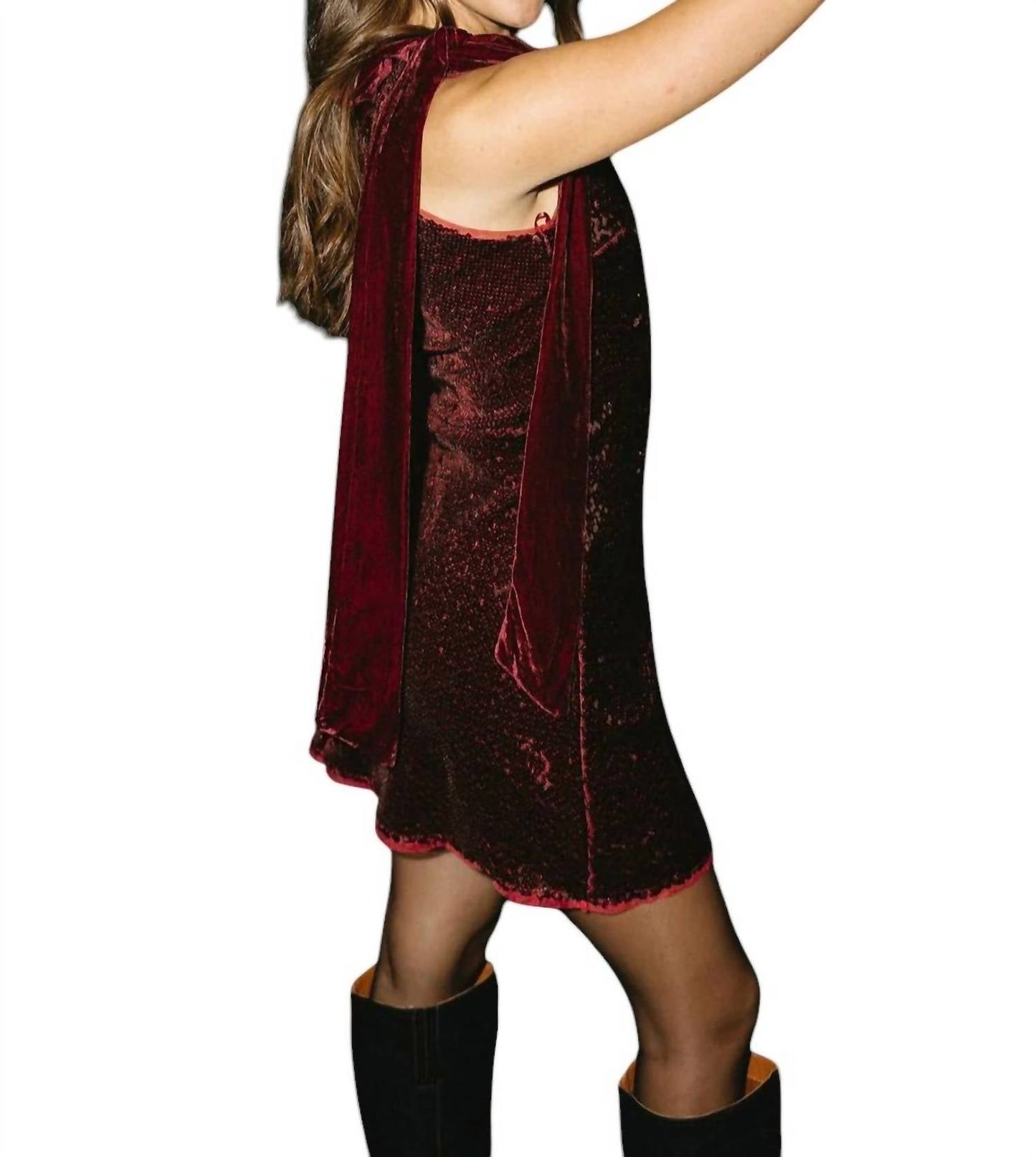 Anna Grace - Giana Sequin & Velvet Tie Mini Dress