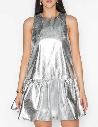 Beulahstyle - Vestido curto metálico para festa