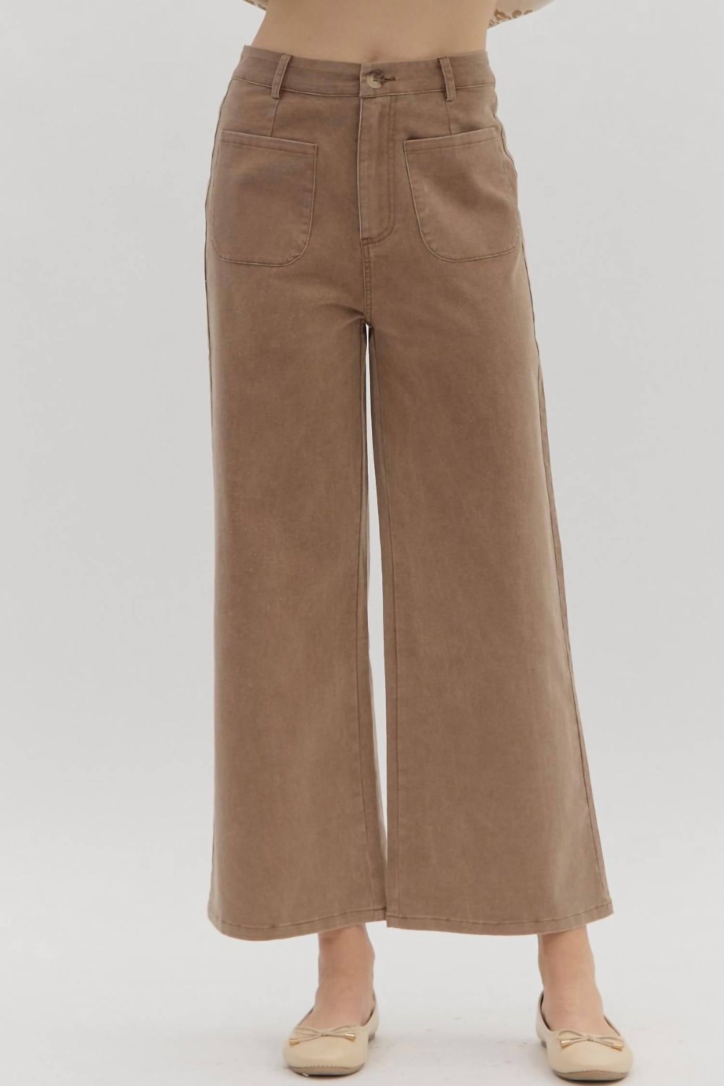 Entro - High Waist Wide Leg Pocket Pants