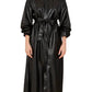 Dolce Cabo - Vegan Leather Ruched Sleeve Maxi Dress