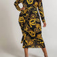 The Curve La - Plus Size Long Sleeve Midi Dress With Tie Belt
