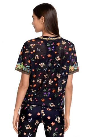 Johnny Was - Camiseta curta oversize Nani Mesh