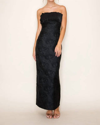 B.Right - Strapless Column Maxi Dress With Plisse Bust Detail