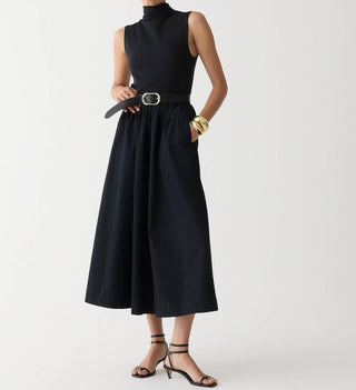 J.Crew - Vestido justo de malha com decote redondo e saia de popeline