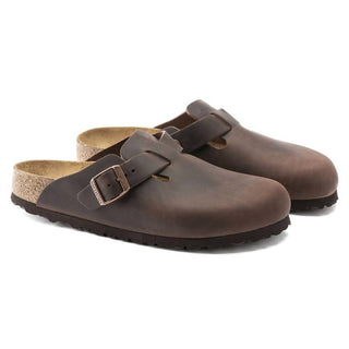 Birkenstock - Sapato feminino Boston Soft Footbed em couro oleado