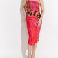 Oolala - Side Ruched Midi Dress With Chain Straps