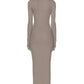 Eterne - Long Sleeve Crewneck Maxi Dress
