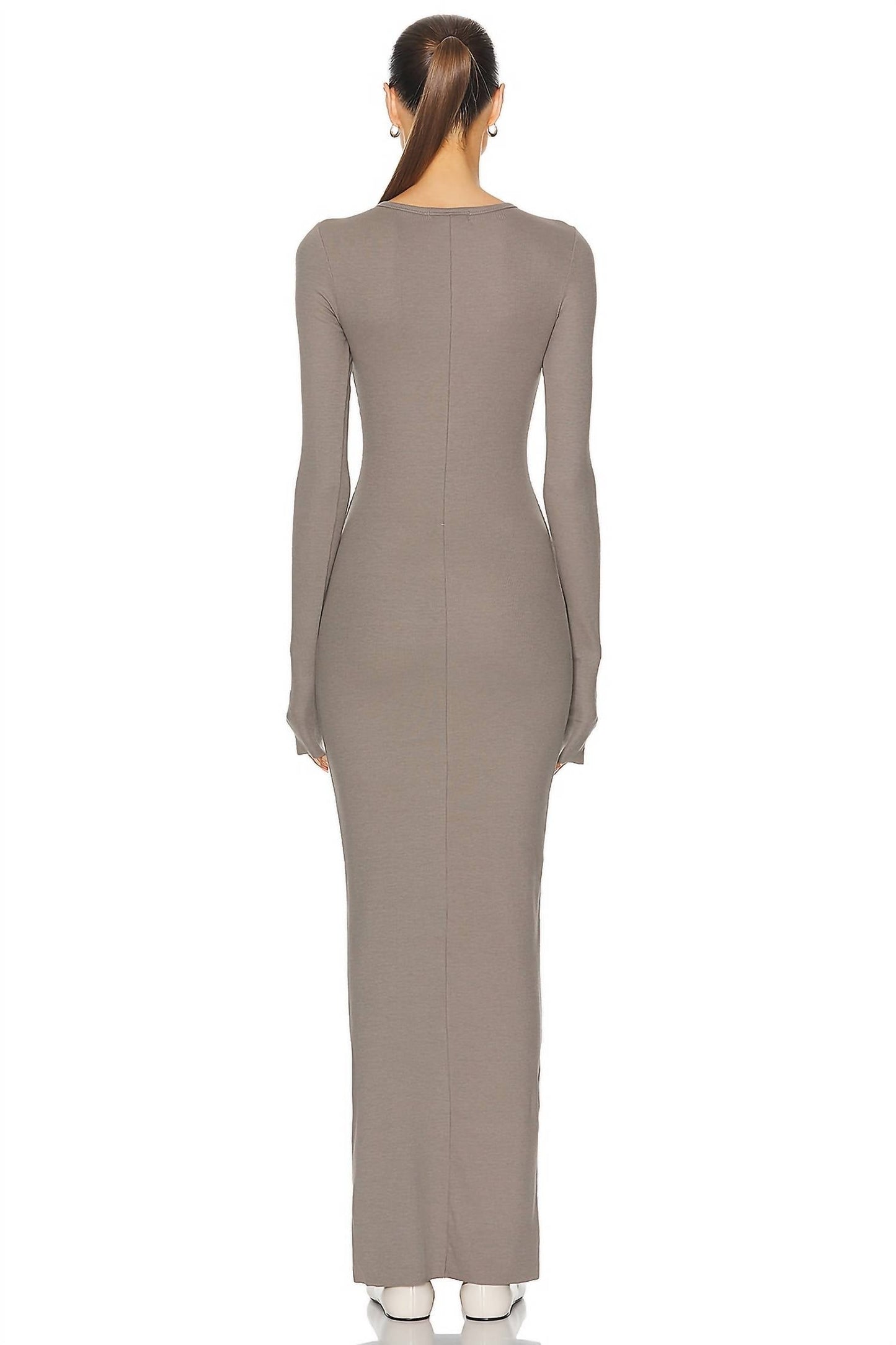 Eterne - Long Sleeve Crewneck Maxi Dress