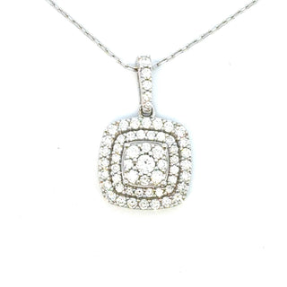 Aamiaa - Pingente de halo duplo com almofada de diamante natural de 1,00 quilates