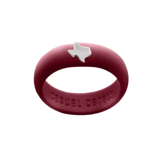 Casual Carats - Anel de prata esterlina com faixa de silicone do Texas