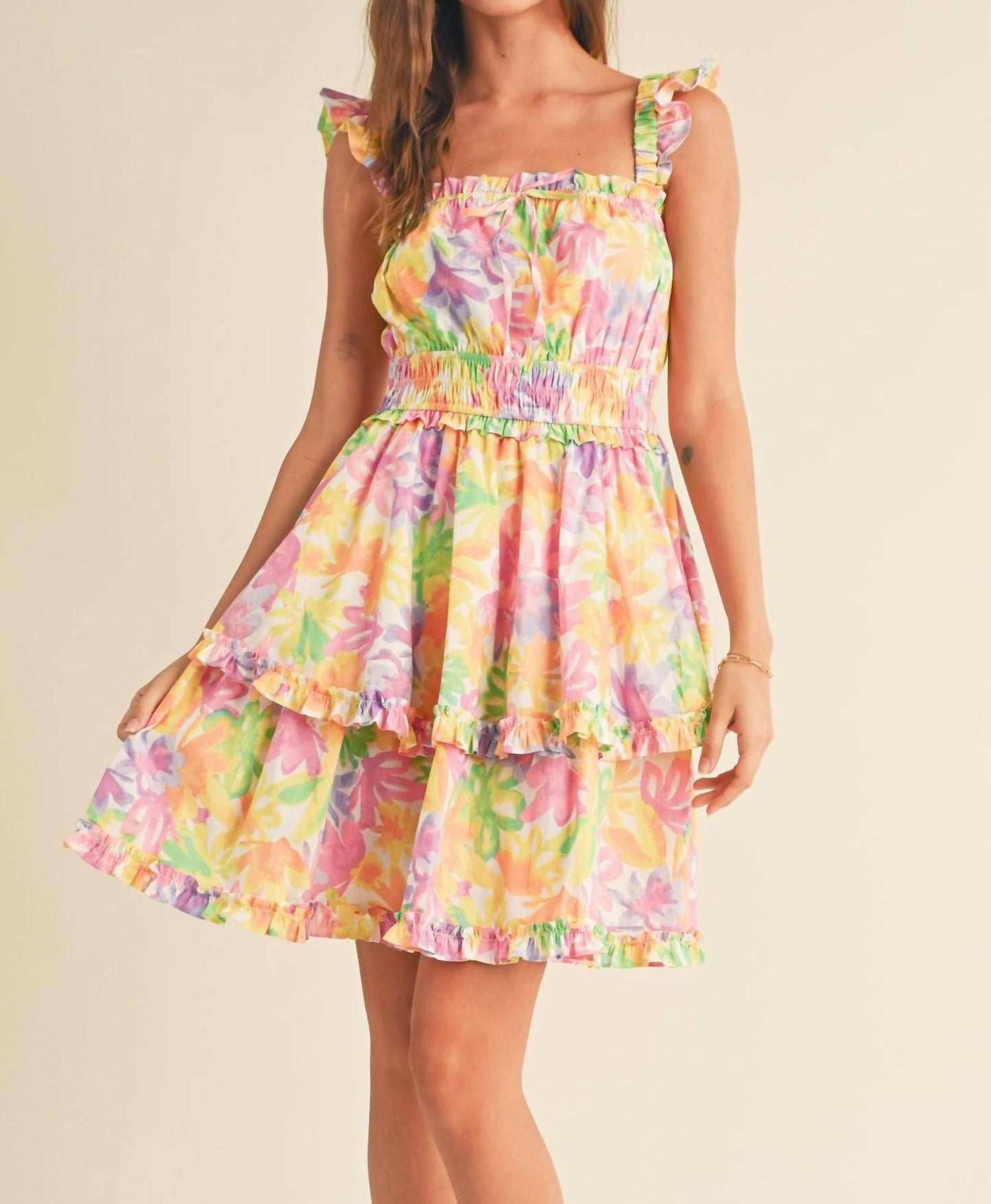 &Merci - Floral Ruffle Trim Mini Dress