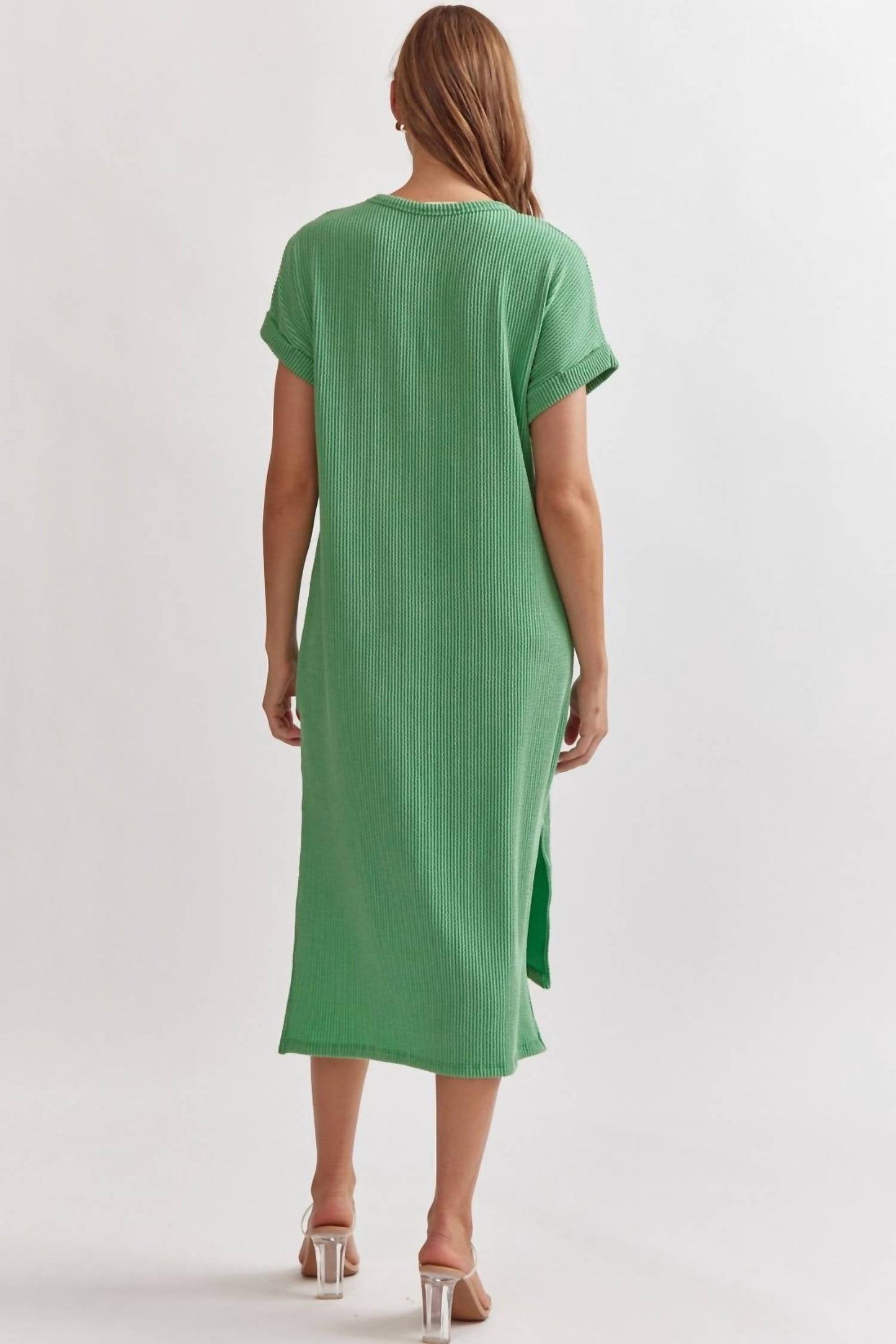 Entro - Ribbed Short Sleeve Midi Dress