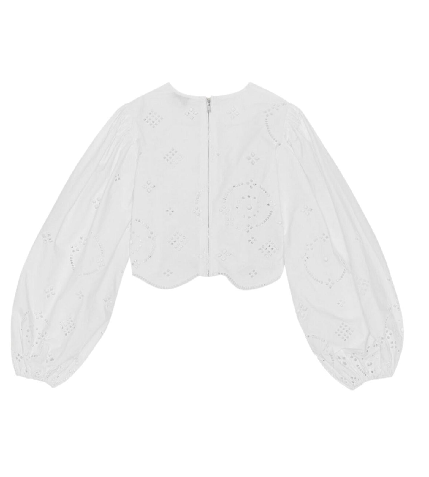 Ganni - BRODERIE ANGLAISE CROPPED BLOUSE