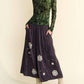 Davi & Dani - Garment Washed Floral Patch Wide Pants