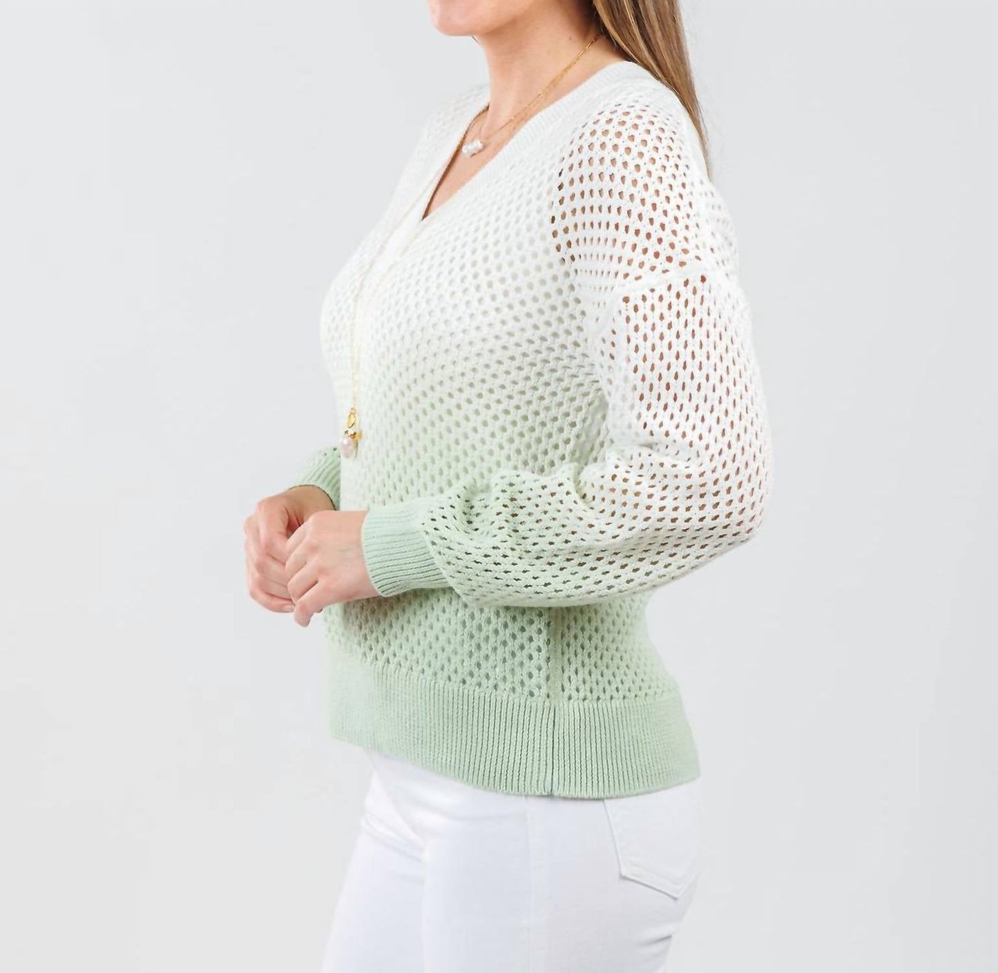 J. Society - Women's Ombre Mesh V Neck Sweater