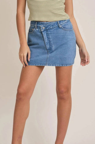 Le Lis - Saia-calça jeans feminina The Jetty cintura média
