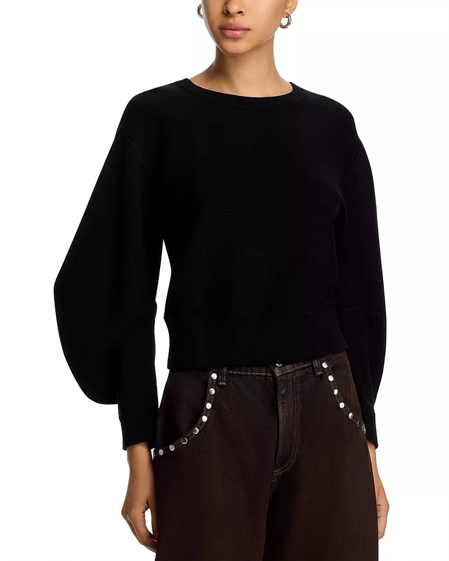 Steve Madden - Rosina Fine Rib Balloon Sleeve Sweater