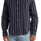 rag & bone Men's Rove Stripe Cotton Button-Up Shirt in Stripe Navy, Size Medium R