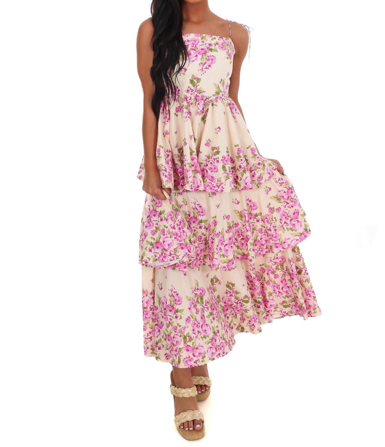 Flying Tomato - Sweet Stroll Floral Midi Dress
