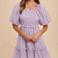 Anniewear - Smocking Bodice Elastic Tiered Mini Dress