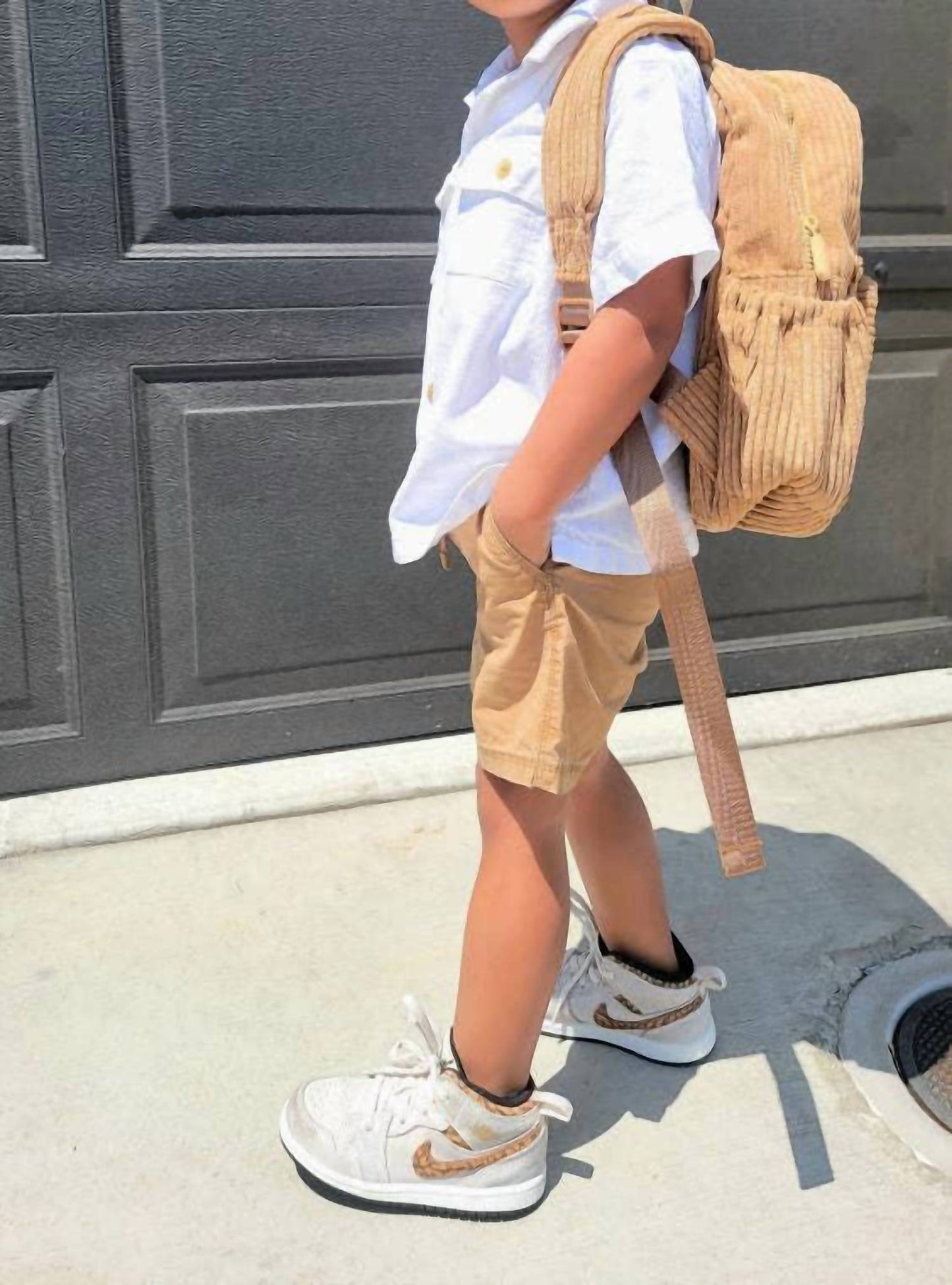 Big Little Wish - Boy's Camel Corduroy Mini Backpack