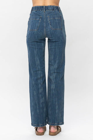 Judy Blue - Calça Jeans Vintage de Cintura Alta e Elástica e Perna Reta