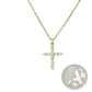 Dainty 14k Gold Plated Sideways Cubic Zirconia Cross Necklace
