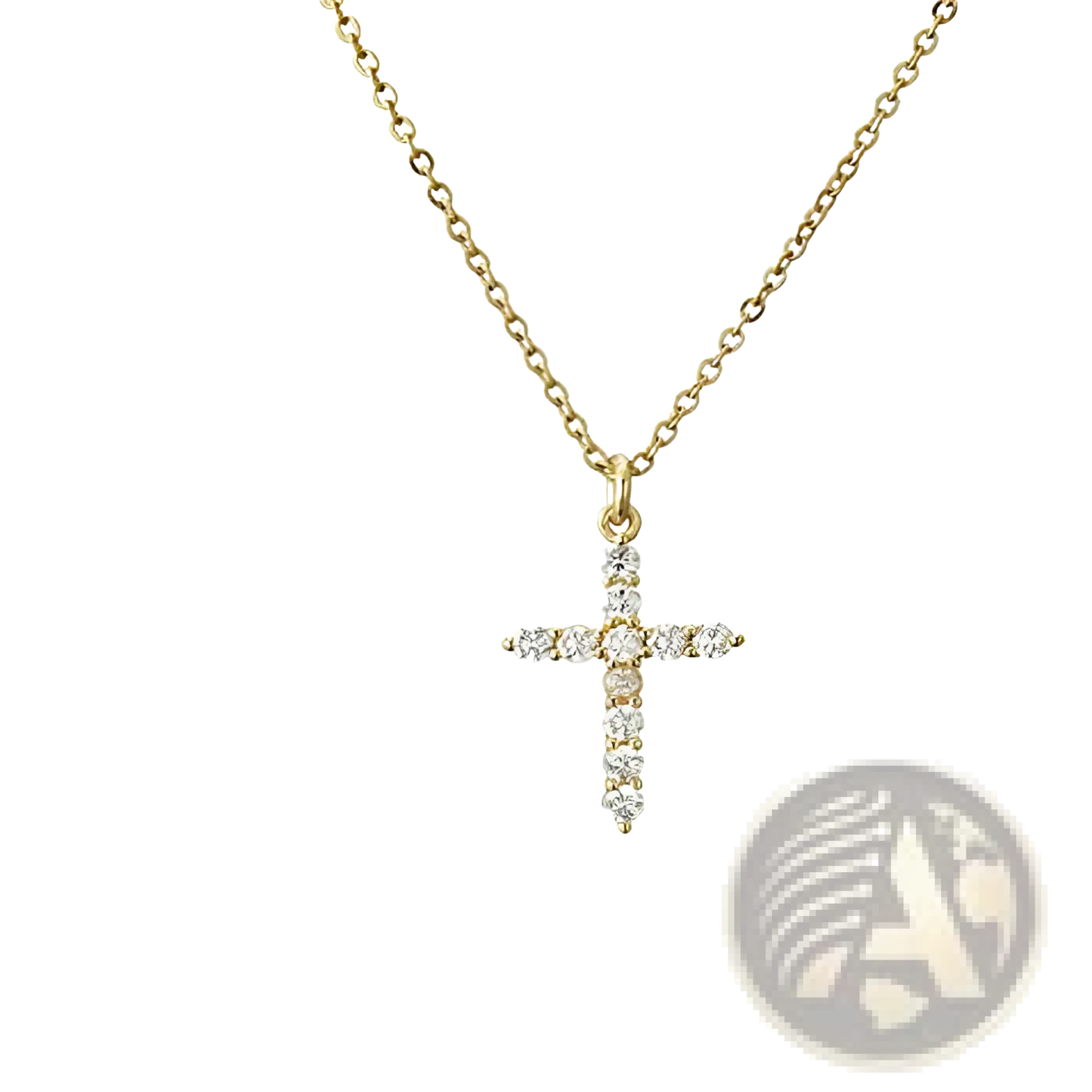 Dainty 14k Gold Plated Sideways Cubic Zirconia Cross Necklace