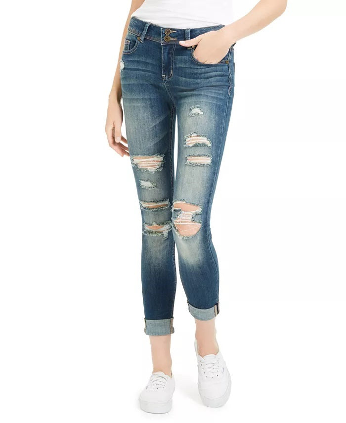 Calça jeans rasgada Curvy Indigo Rein Juniors, tamanho 1, azul