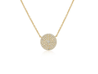 Diana M Jewels - Colar com disco de diamantes redondos de 0,30 cts
