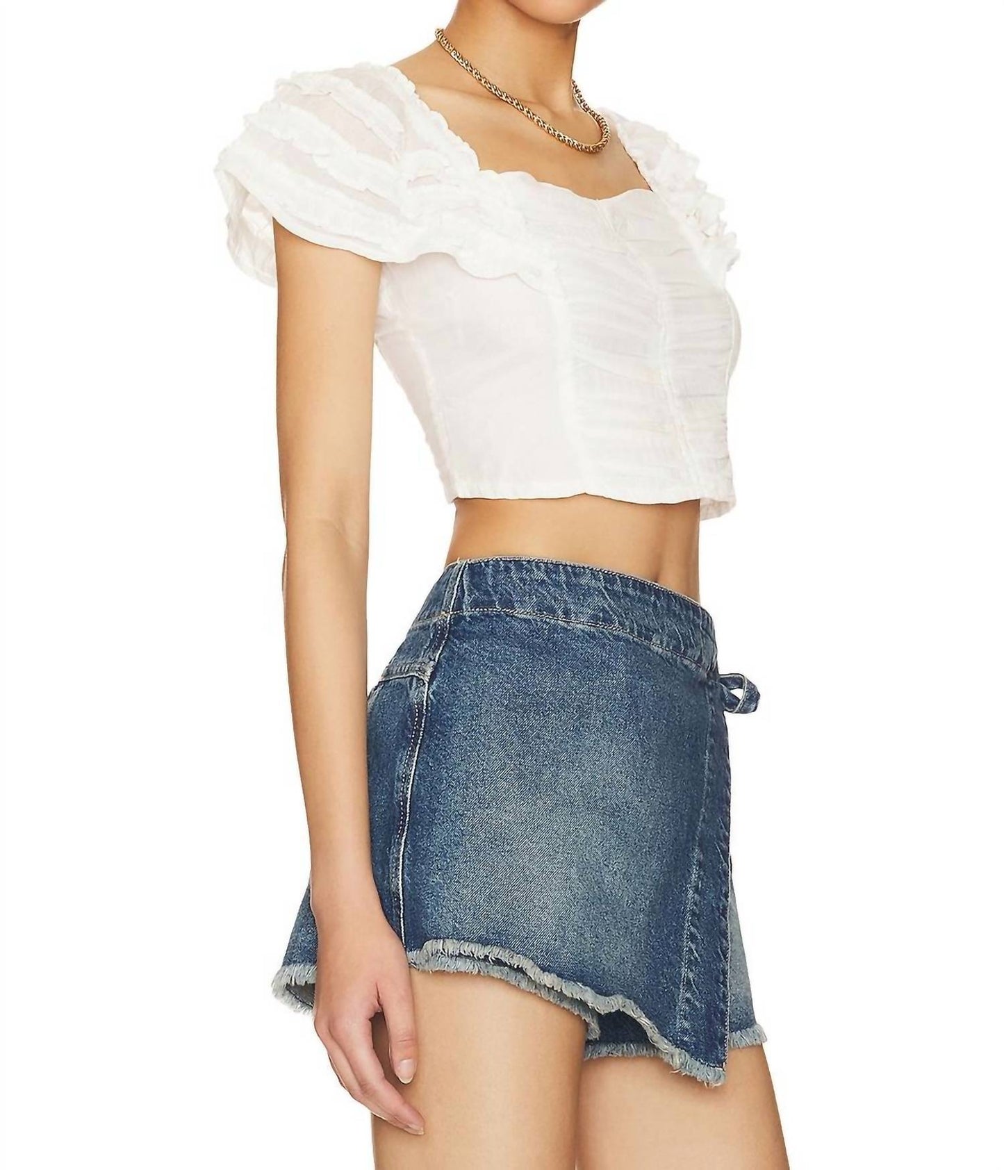 Free People - Square Neck Ruched Cropped Top