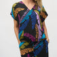 Joseph Ribkoff - V- Neck Palm Leaves Top