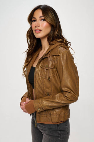 Coalition La - Vegan Leather Hooded Jacket