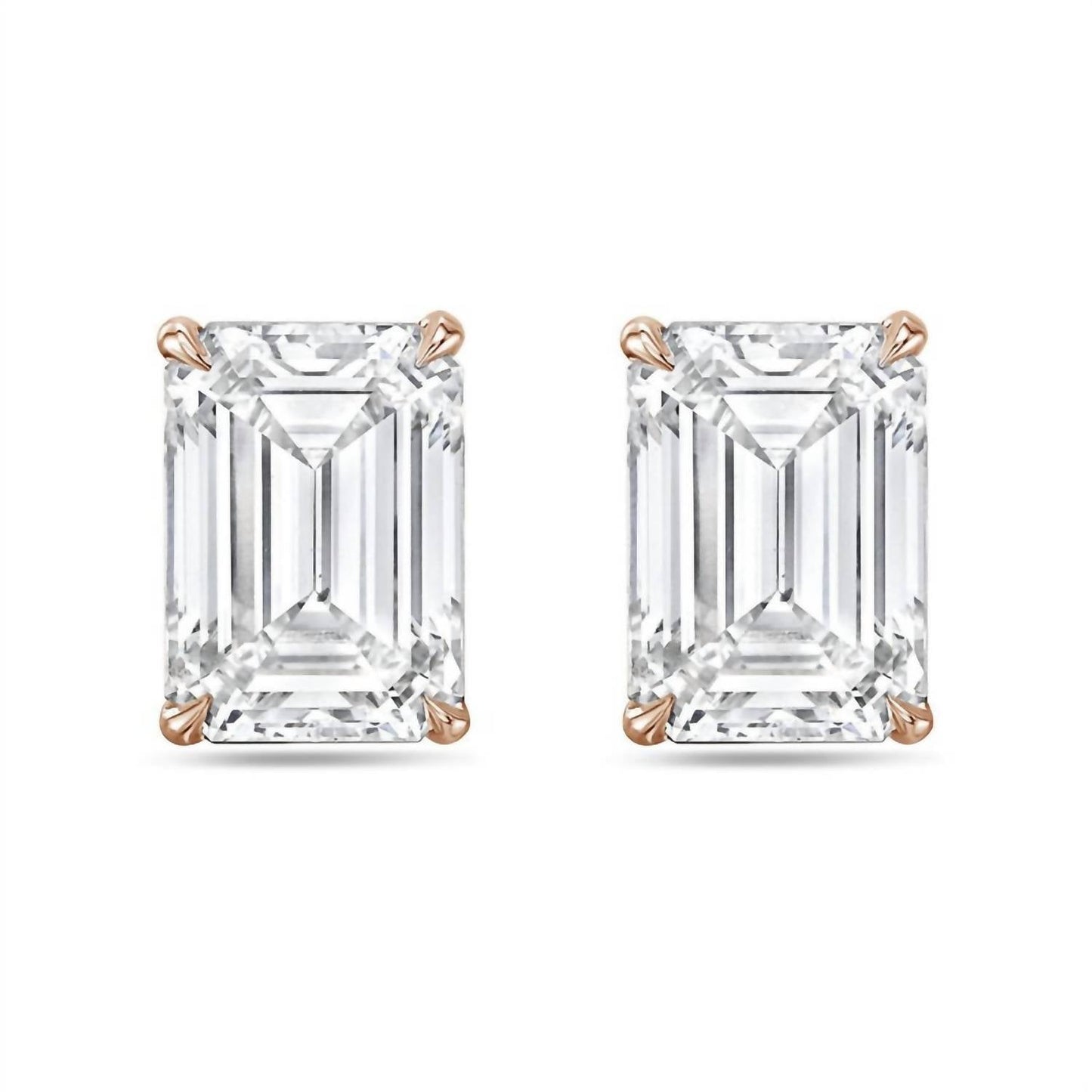 Diana M Jewels - 4.00 Cts Lab Grown Emerald Cut Stud Earrings