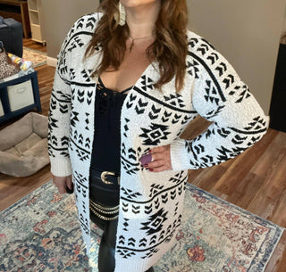 Andree By Unit - Aztec Print Sweater Cardigan