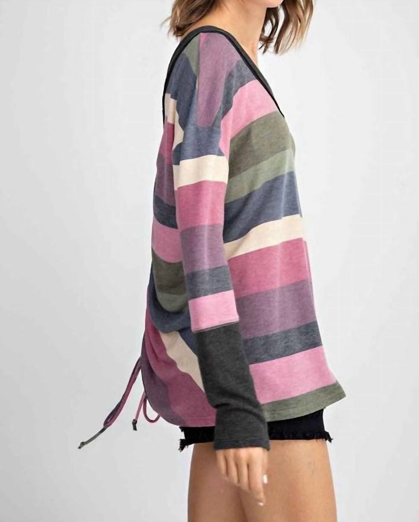143 Story - V Back Detail Stripe Top