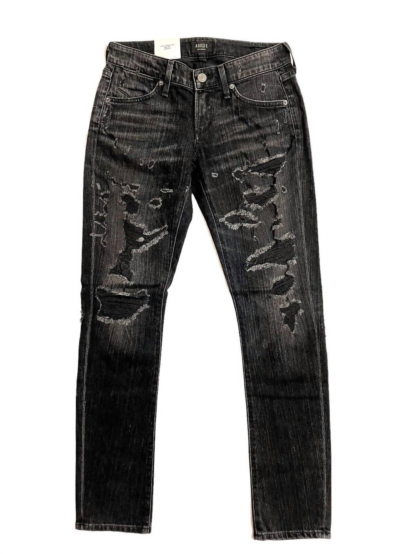 Agolde - Chloe Low Rise Slim Denim Distressed Jean