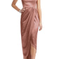 After Six Bow Halter Neck Stretch Satin Gown - Desert Rose