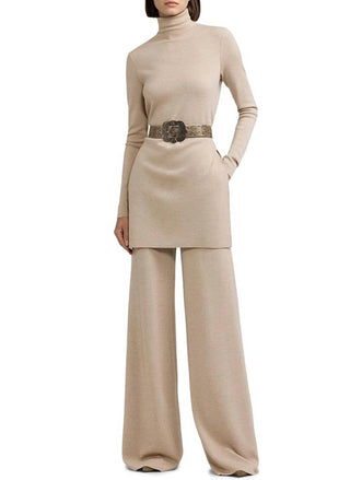 Ralph Lauren - Suéter Túnica de Lã Merino com Gola Mockneck