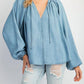 Easel - Washed Chambray Flare Tunic