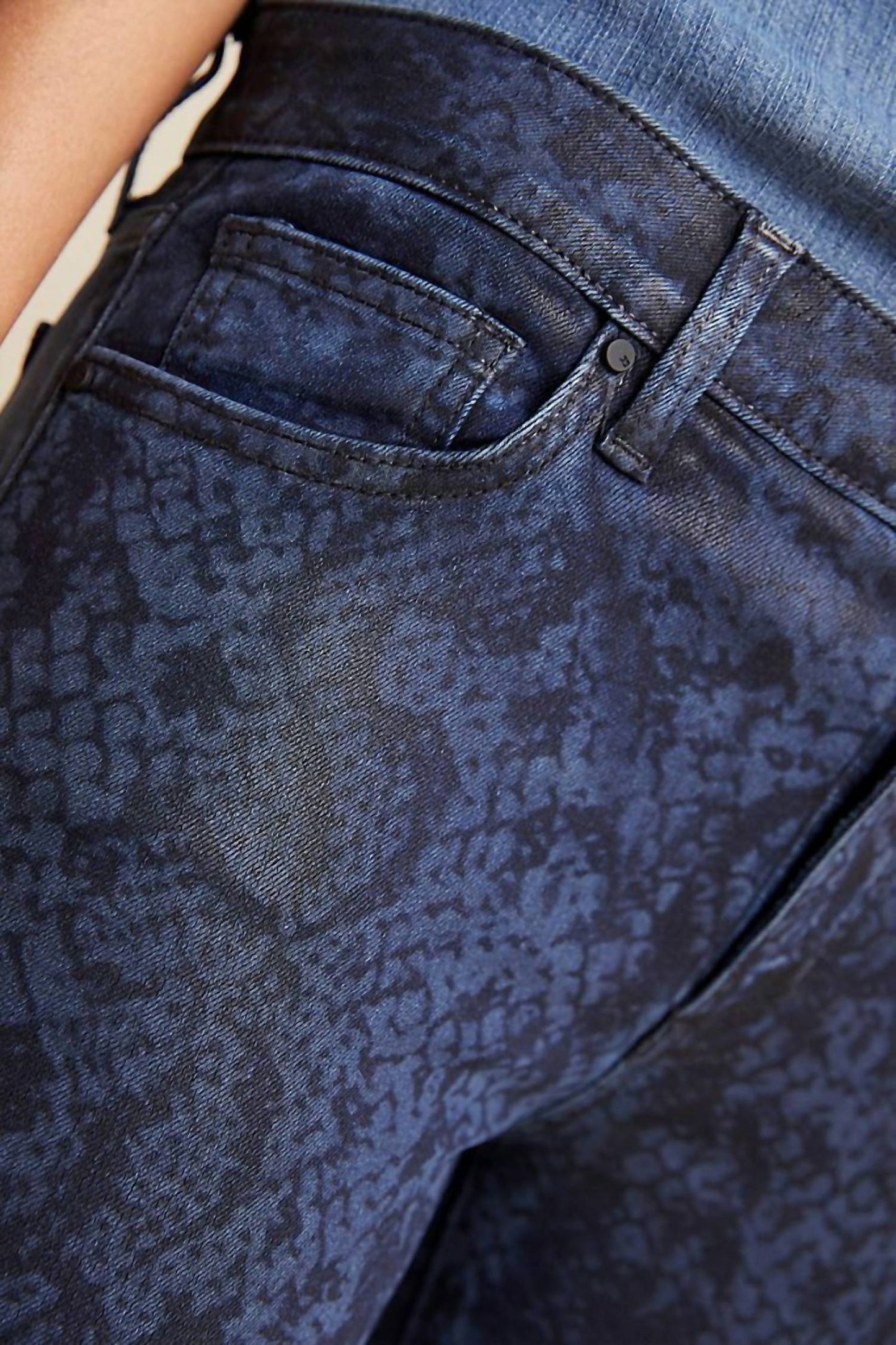 Joe'S Jeans - Charlie High Rise Coated Snake Print Skinny Jeans