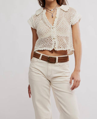 Free People - Lily Crochet Short Sleeve Top