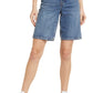 Topshop Editor Long Denim Shorts in Mid Blue, Size 6 Us