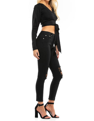 Blue Life - Blusa Roma com decote em V e manga comprida