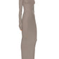 Eterne - Long Sleeve Crewneck Maxi Dress