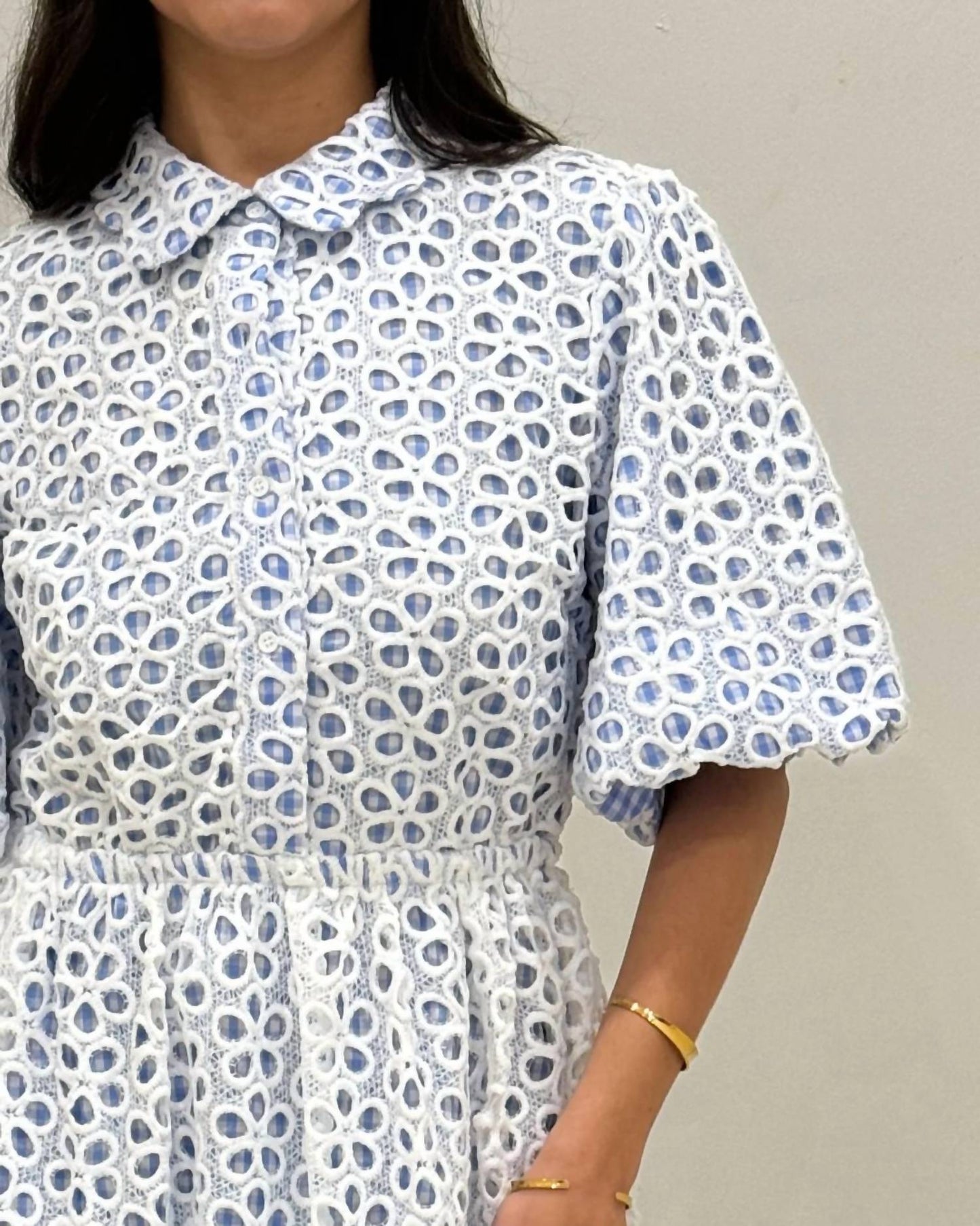 2.7 August Apparel - Gingham Flowered Dress
