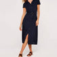 Apricot - Linen Blend Belted Shirt Midi Dress