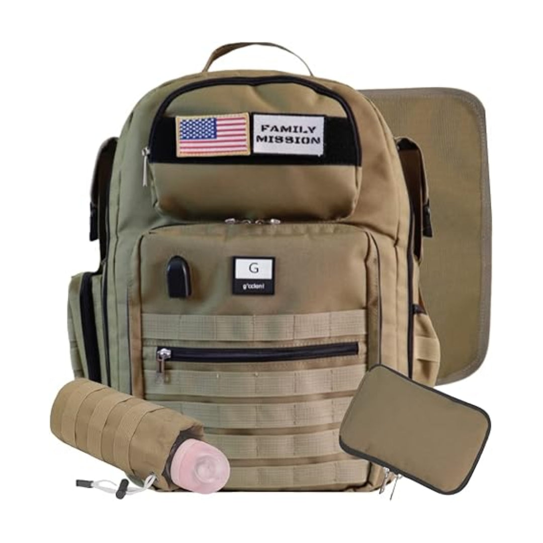 Mochila para fraldas G'ccioni, mochila de viagem, bolsa térmica para mamadeira, alças para carrinho, trocador, lenços umedecidos e bolso para mamadeira